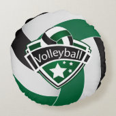 緑、白、黒のバレーボール ラウンドクッション (裏面)