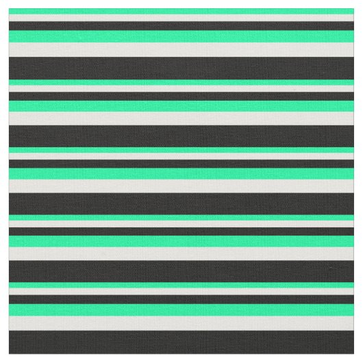 緑、白、黒のパターストライプのン ファブリック (クローズアップ)
