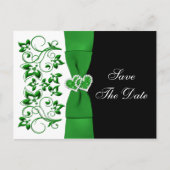 緑、白、黒のフローラ日付ポストカードを保存 案内ポストカード (正面)