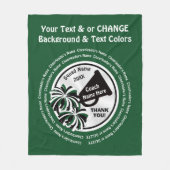 緑、白、黒の応援コーチ贈答品または任意の色 フリースブランケット (正面)