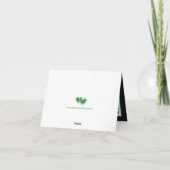 緑、白、黒の花柄 ウェディング サンクス カード (裏面)