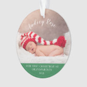 緑|祖父母の初めてのクリスマス|写真 オーナメント (正面)