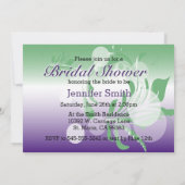 緑、紫かわいらし、白のブライダルシャワー 招待状 (裏面)