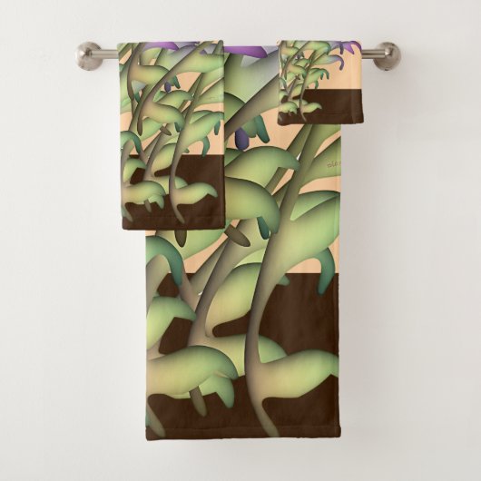 緑+紫の葉の桃 バスタオルセット (インサイチュ)