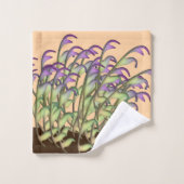 緑+紫の葉の桃 バスタオルセット (ウォッシュタオル)