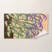 緑+紫の葉の桃 バスタオルセット (ハンドタオル)