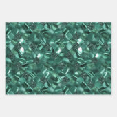 緑、紫、およびネイビーブルーモロッコクローバー ラッピングペーパーシート (正面)