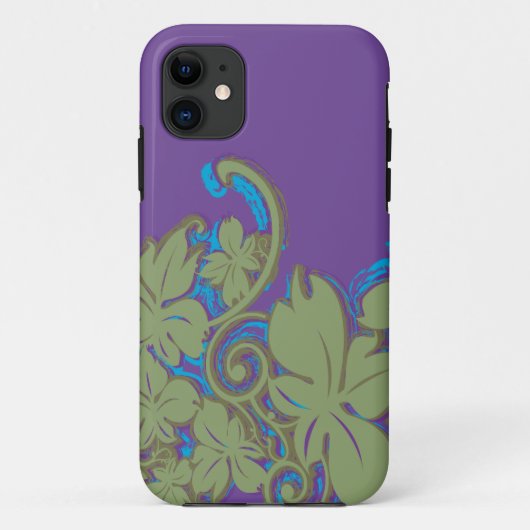 緑、紫、ターコイズリーフフローラ Case-Mate iPhoneケース (裏面)