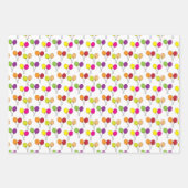 緑、紫、ピンク、黄色の吸盤棒つきキャンデー ラッピングペーパーシート (正面2)