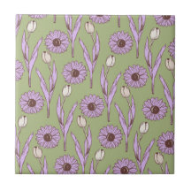 緑 紫 レトロ Y2K ファンキー ヒッピーフラワーパターン