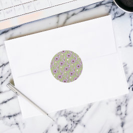 緑 紫 レトロ Y2K ファンキー ヒッピーフラワーパターン ラウンドシール