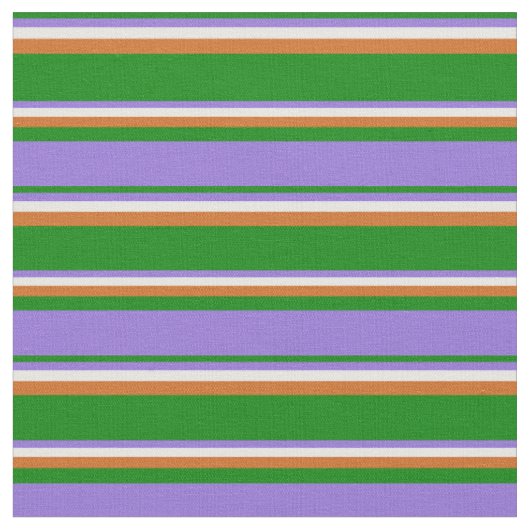 緑、紫、白、チョコレート色のパターン ファブリック (クローズアップ)