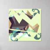 緑、紫、青の幾何学山脈 キャンバスプリント (正面)