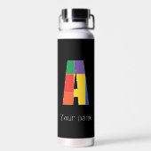 緑 紫 黄 赤 モノグラムイニシャル A ウォーターボトル (背面)