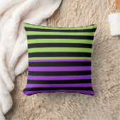 緑 紫 黒 ハロウィン ストライプ クッション (ブランケット)