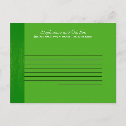 緑/緑の木目の結婚アドバイスカード アドバイスカード (正面)