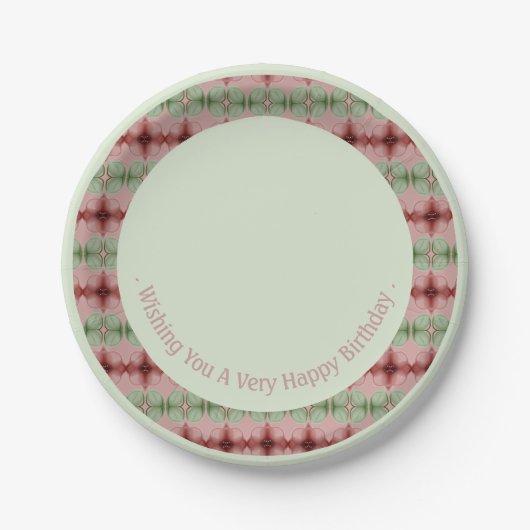 緑（花の模様） ペーパープレート (正面)