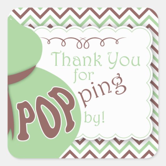 緑/茶色のベリーバンプベビーシャワー好みのステッカー スクエアシール (正面)