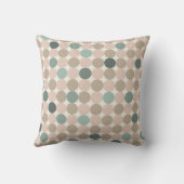 緑、茶色、ピンク色の水玉模様の幾何学的パターン クッション (裏面)