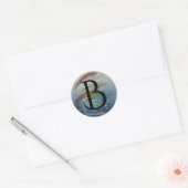 緑、茶色、ベージュのブラシストロークBモノグラム ラウンドシール (封筒)