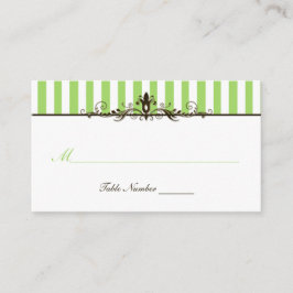 緑、茶色、白のストライプの座席表 プレイスカード