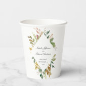 緑、茶、金ゴールドの結婚葉 紙コップ (裏面)