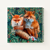 緑、葉、花の間の赤いキツネ ノートブック (裏面)