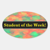 緑、赤い水色のような抽象芸術パターン 楕円形シール (正面)