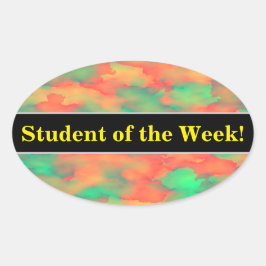 緑、赤い水色のような抽象芸術パターン 楕円形シール