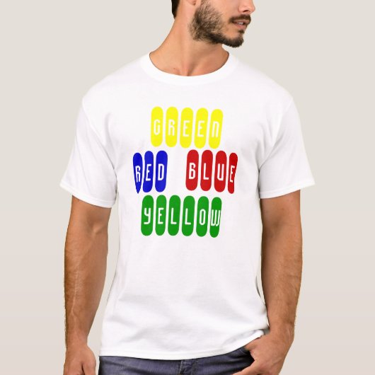 、緑、赤い、青いのTシャツ黄色い Tシャツ (正面)