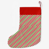 緑、赤と白ストライプ スモールクリスマスストッキング (裏面)