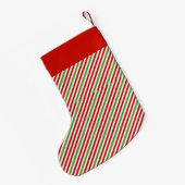 緑、赤と白ストライプ スモールクリスマスストッキング (裏面 (吊り時))