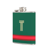 緑+赤のイニシャルでパーソナライズストライプする フラスク (左)