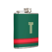 緑+赤のイニシャルでパーソナライズストライプする フラスク (右)