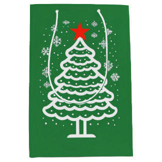 緑&赤クリスマス ミディアムペーパーバッグ