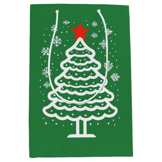 緑&赤クリスマス ミディアムペーパーバッグ (正面)