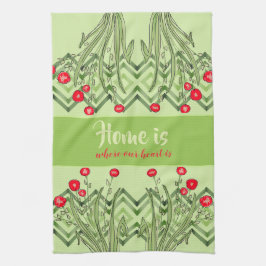 緑(赤フローラ) キッチンタオル