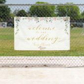 緑&赤面ピンク金ゴールド書道へようこそ 横断幕 (インサイチュ)