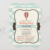 緑、赤、オレンジのホットエアバルーン 招待状 (正面/裏面)