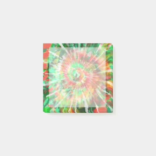 緑、赤、オレンジ絞り染め ポストイット (正面)