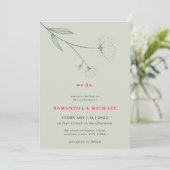 緑 赤 コットン フラワー スプリング ボタニカル 私たち 招待状 (スタンド正面)