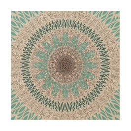 緑・赤・ティール（緑がかった色）宝曼荼羅  ウッドウォールアート