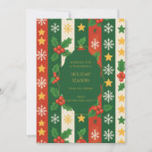 緑 赤 ファンシー ストライプ 水彩 ハoliday カード (正面)
