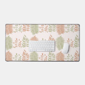 緑 赤 レトロ ビンテージ 葉柄 デスクマット (キーボード&マウス)