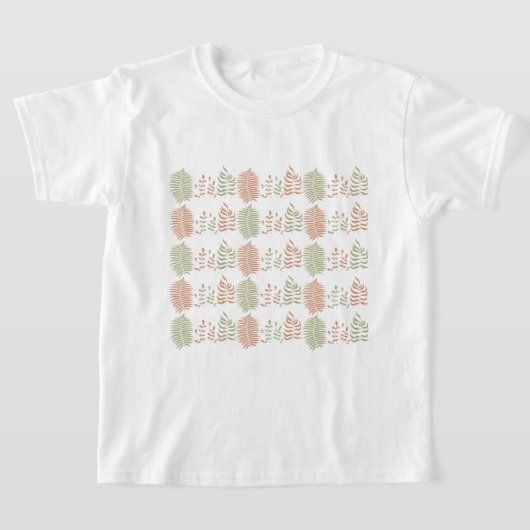 緑 赤 レトロ ビンテージ 葉柄 Tシャツ (レイダウン)