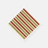 緑、赤、古いフォイルのクリスマスパタストライプのーン スタンダードカクテルナプキン (角)