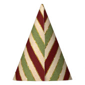 緑、赤、古いフォイルのクリスマスパタストライプのーン パーティーハット (裏面)