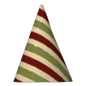 緑、赤、古いフォイルのクリスマスパタストライプのーン パーティーハット (右)