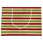 緑、赤、古いフォイルのクリスマスパタストライプのーン ラージペーパーバッグ (正面)