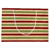 緑、赤、古いフォイルのクリスマスパタストライプのーン ラージペーパーバッグ (裏面)